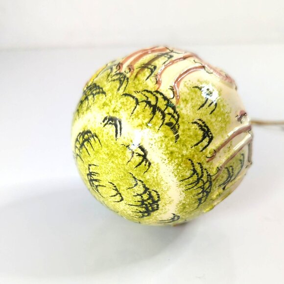 Wise Camel Handmade Papier Mache Round Christmas Ornament Ball - Picture 4 of 4